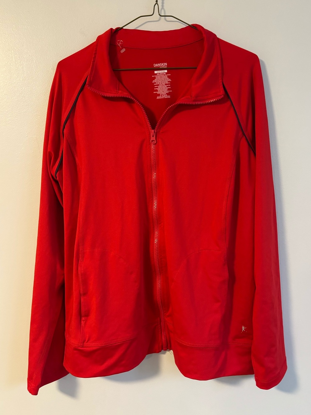 Danskin Now Semi-Fitted Red Zippered Lightweight Jacket Full Zip Sweater Sz XXL